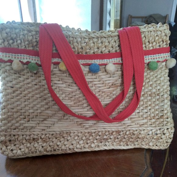 Vintage Valerie Stevens Straw Handbag with Tassels | 16"x10" - Picture 1 of 6